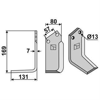 Kuhn fræserkniv (hul Ø13,0) venstre
